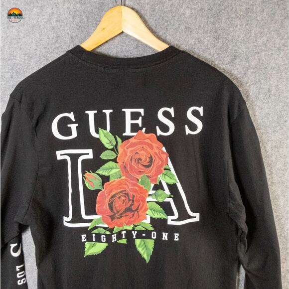 Guess Los Angeles T-Shirt Black Long Sleeve Pullover Crew Streetwear Men's L - Picture 4 of 10